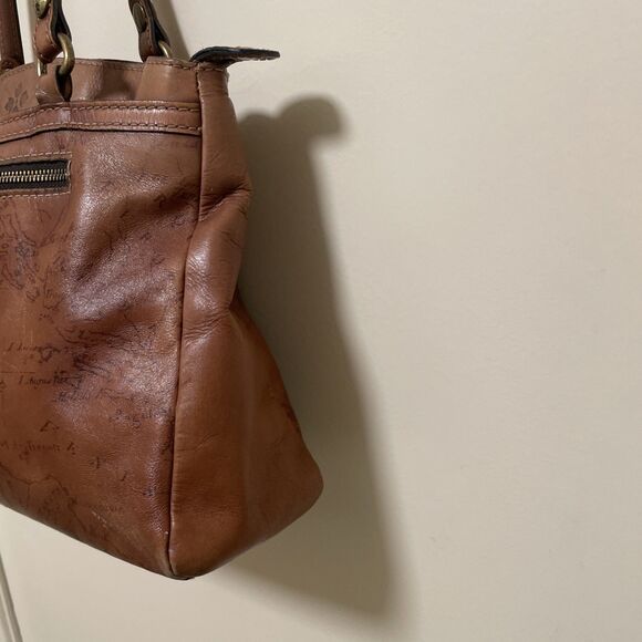 Vintage Patricia Nash Map Signature Design Leather Handbag Purse Shoulder Bag - Picture 4 of 16
